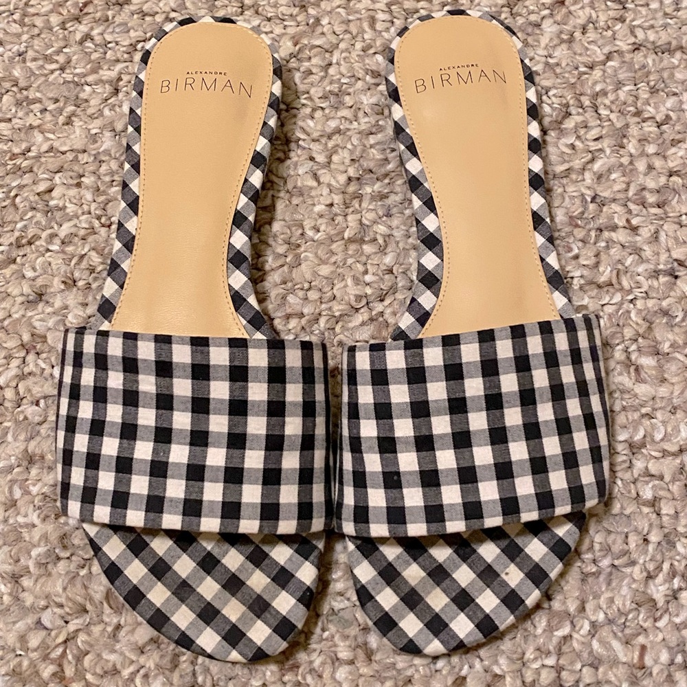 Alexandre Birman gingham black/white plaid slide sandals size 5